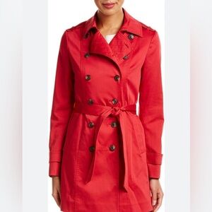 Soia & Kyo Designer Red Double-Breasted Trench Coat